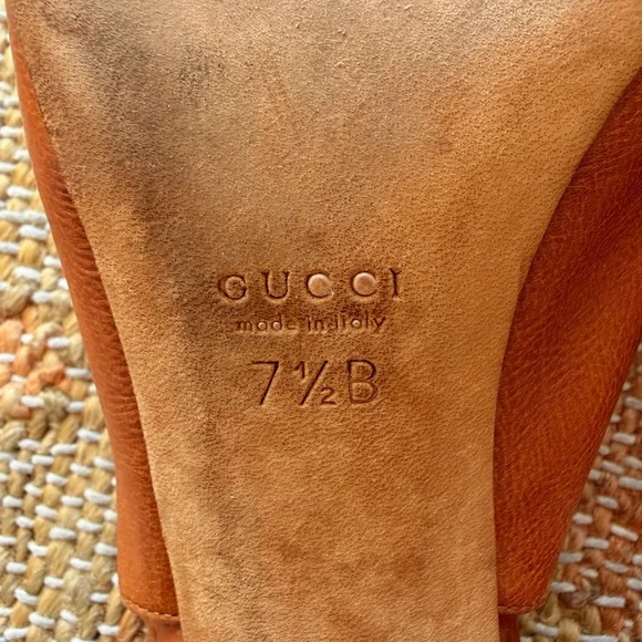 GUCCI Pioneer Fiore Rose Tattoo Leather Slingback Vintage Heels Size 7.5 - Picture 10 of 12